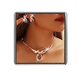 Ushiny Kristall Pedant Choker Halskette und Ohrringe Schmuck Gold Eternal Prom Schmuck Zubehör Sets für Frauen