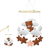 Jeinbuil Mobile Baby Windspiele Bettglocke Anhänger Baby Mobile Babybett Holz für Babybetten oder als Babyzimmer Deko