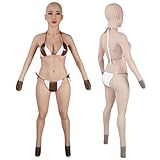 Oppaionaho Realistischer Silikon Bodysuit mit weiblicher Maske+Silikonbrust E Cup+Arme, einteiliger Crossdressing Jumpsuit für DQ Cosplay Transgender (#1, Silicone Filler)