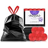AOSULI Schwarze Müllbeutel 10L mit Zugband 75 Stück Kleine Mülltüten Reißfest Müllsäcke Blickdicht Abfallbeutel für Kosmetikeimer