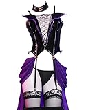 miccostumes Damen Erwachsene Kostüm Anime Cosplay Sexy Dessous Set Korsett und String mit Choker und Oberschenkel Socken (XL)