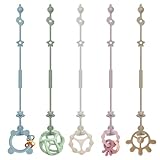 DOUUCO 5er Pack Schnullerkette Silikon, Baby Cup Catch mit Verstellbarem SchnullerClip, Kinderwagenkette Spielzeug Kette BPA-frei, Schnuller für Kinderwagen Zubehör, Hochstühle, Baby Flaschen
