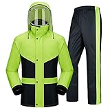 Regenanzug für Herren Damen Regenkleidung Jacke Hosen Wasserdicht Set Hohe Sichtbarkeit Winddicht Hooded Regenmantel Arbeit Motorrad Golf Angeln (XXL)