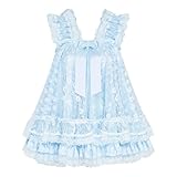 Satini Dessous Satin Sissy Babydoll-Stil Rüschen Rüschen Spitze Nachthemd Negligee Cosplay Nachtwäsche Kleid (Baby blau - Baby blau, XL)