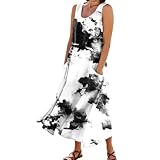 Sommerkleid Damen, Sommerkleid Damen Lang Hemdblusenkleid Sommer Luftige Sommerkleider Crossdresser Kleid Elegante Kleider Damen Lang Sexy Langarm Festlich Sommer Overall (A14,5XL)