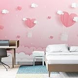XLMING Kuscheliges Rosa Fantasie Liebe Weiße Wolke Prinzessin Zimmer 3D Tapeten Tapete Seidigkeit Home Esszimmer Möbel Sofa Schlafzimmer Wohnzimmer TV Hintergrund-430cm×300cm