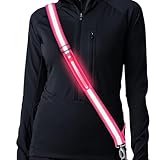 Lauflicht Joggen mit Reflektoren Gürtel, LED Lauflampe USB Aufladbar Verstellbar Nacht Sicherheitslicht Laufgürtel für Joggen Laufen Running Fahrradfahren Hundewandern Outdoor Sports (Pink)