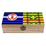 asbwuo DDLG Pride Kanaka Maoli Flagge Dekorative Holzboxen mit Klappdeckel, Andenken-Schatztruhe, Schmuck- und Bastel-Organizer
