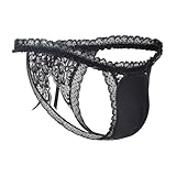 LittleForBig Tucking Gaff Höschen Spitzenbesatz Kamelzehe Verstecken Gaff Shaping Tanga Slip für Crossdresser Transgender Individuen Schwarz XL