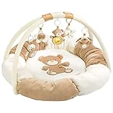 Fehn 3-D-Activity-Nest Spielbogen Rainbow – Baby Krabbeldecke rund mit 5 abnehmbaren Spielzeugen zum Greifen – Spieldecke für Babys und Kinder ab 0+ Monaten – Krabbelmatte als Geschenk zur Geburt