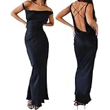 MAHUAOYIXI Maxikleid für Damen, elegant, rückenfrei, Cocktailkleid, ärmellos, Slim, hohe Taille, Abendkleid für Damen, sexy, ärmellos, Schwarz , S