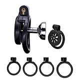 Flache Keuschheitsgürtel für Herren mit Hohlem Negativem Deckel und 4 Penisringen Klein Atmungsaktiver Chastity Cage Männer Set SM Sex Spielzeug (Black+long lid)
