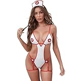 VicSec Damen Sexy Cosplay Kostüm Kleid Dessous Outfit, Mini Sailor Anzug Halloween Krankenschwester Uniform Set Minirock V-Ausschnitt Rollenspiel Plaid Rock Costume Nachtwäsche