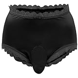 AIEOE Sissy Lace Höschen Herren Crossdresser Boxer Slips Spitze Seide Underwear Hohe Taille Spitzenhöschen mit Beutel XL