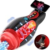 Elektrische Masturbator mit Telefonhalter, Mundförmig Masturbieren für Männer Blowjob mit 9 Saugmodi 9 Vibration, 3D Realistisch Vagina Heizung Sex Spielzeug für die Männer LCD Display, APP-Steuerung