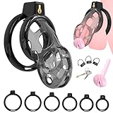 BDSMYOU F-2.0 Peniskäfig Silikon,Deluxe Sissy Keuschheitskäfig Herren mit Fake Frau Pussy Penis Plug + 6 Hodenringe,BDSM Chastity Cage Male Sex Toyset Herren,Keuschheitsgürtel Gay Cock Cage (L)
