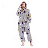 MAYSTEPPE Pyjamas Onesies Erwachsene Jumpsuit Unisex Tiere Halloween Kostüm Kleid Einteiler Schlafanzug Onesie Damen