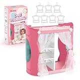 Toclsixz Puppenschrank für 36-43cm Puppe|mit7 kleiderbügel für Puppenkleidung|Puppen zubehör für Baby Born|Geschenk für 3 +Jahre Mädchen, Rosa