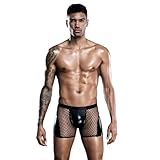 EQWIGKEIT Leder Boxershorts Herren Strech Lederhose Herren Wetlook Unterwäsche Latex Shorts Männer Unterhosen Baumwolle Niedrige Retroshorts Boxer Dessous Lack- Optik Latex Ledershorts Briefs Trunks