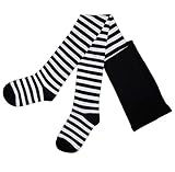 Weri Spezials Damenstrumpfhose Baumwolle - Warm und Modisch - in verschiedenen Muster- und Farbvariationen. (36-38, Schwarz-Weiß Ringel)