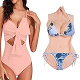 SoTUCR Vollsilikon-Bodysuit, Crossdressing, Realistischer Brustpanzer, Schwimmanzug-Stil, Seidenseide, FüLlbrust füR Cosplay,Color 1,Basic zipperCCup