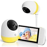Ellie Babyphone mit Kamera ohne WLAN,2K UHD 5-Zoll-IPS-Display, 6000mAh-Akku,Baby Monitor mit Ferngesteuerter Pan-Tilt 5X Zoom,2-Wege-Audio,Nachtsicht,virtueller Zaun, 305m Reichweite