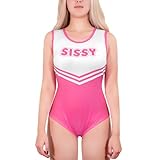 LittleForBig Seidiger Strampler Onesie Schlafanzug Bodysuit - Cheer Sissy Onesie Strampler Rose M