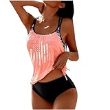 Wyongtao Damen Tankini Bademode Bauchweg Set Push Up Zweiteiler Tankinis Set Elegant Badeanzge fr Damen Tankini Oberteil mit Dreieck Unterhosen Rosa XL