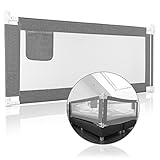 RAWVEL® Bettgitter grau [1,8m] - Labor geprüft - Rausfallschutz Bett [Eine Seite] - Bettschutzgitter für Kinder & Elternbetten - Inkl. Deutscher Aufbauanleitung & Aufbauvideo