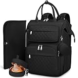 RAINSMORE Baby Wickelrucksack Groß Wickeltasche Rucksack mit Wickelauflage Schnullerhalter Kinderwagengurten Babytasche Diaper Bag Multifunktions für Mama und Papa Schwarz