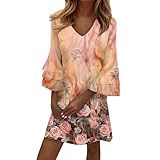 Festival Outfit Damen Kleider Sommer Abendkleider Elegant Sommerkleid Kurz Maxikleider Crossdresser Kleid Leinen Tunika Chiffonkleid Damen Festlich Kleid Curvy Seide (1-Complexion,XXL)