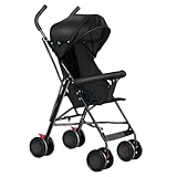 OHMG Kompakter Buggy,Baby Sportwagen,Kinderwagen,ab Geburt bis 4 Jahre Bis zu 25 kg,Leichtes Kinderwagen-Buggy,faltbar und kompakt,mit Baumwollmatte + Moskitonetz (D-Schwarz)