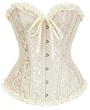 SZIVYSHI Damen Korsett Sexy Corsage Corset - Top für Kostüm, Outfit, Reizwäsche, Steampunk, Gothic, Piraten, Lack, Frauen, Extrem, Body & Sexspielzeug - Beige - Große XL