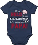 Shirtracer Baby Body Junge Mädchen - Sprüche - Mein Held fährt Krankenwagen - 1/3 Monate - Navy Blau - babymode witzig spruch papa bodys strampler mit lustigen sprüchen spruche sanitäter babysachen
