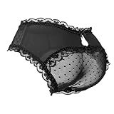 LittleForBig Unisex Hipster Spitze Slip Freche Sissy Höschen Mesh Shaping Tucking Gaff Brief für Crossdresser Transgender Schwarz XXL