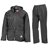 Result Herren Heavyweight Waterproof Jacket & Trouser Set Regenmantel, Schwarz-Schwarz, X-Large