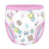LittleForBig Weiche Seidiges Unterwäsche Bequeme Waschbare Wiederverwendbare Trainingshosen für Erwachsene - Vollständiger Druck Baby Cuties Rosa L