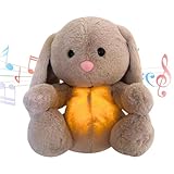 Baby-Soundmaschine, beruhigend, tragbar, Plüsch, Baby-Schlafschnuller mit sensorischen Details, Musiklichtern und rhythmischen Atembewegungen, Geschenk für Babypartys (Braun, 30 x 15,5 x 11 cm)
