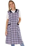 Kittel mit Reißverschluss kariert RV Hauskleid Baumwolle Schürze, Größe:56, Design:Design 3