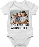 Baby Body Junge Mädchen - Mit Foto eigenem Bild Text Name Wunschtext - 3/6 Monate - Weiß - bodys zum beschriften eigener druck kurzarm vorne bedruckt kinder bedrucken lassen personalisieren