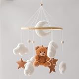 Mamimami Home Babybett Mobile Bär Kinderzimmer Mobile Teddy Samt Mobile Kinderzimmer Dekoration für Kleinkind Schlafzimmer Hängende Baby Mobile Neugeborenes Baby Geschenk（Brauner Bär）