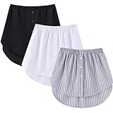 YeahBoom Hemdverlängerung Damen,Women's Mini Underskirt Shirt Extensions,Lower Skirt Sweep Shirt Extension Skirt,Hemd Verlängerung Rock mit Knöpfen,Damen Blusenrock Unterrock Hemdverlängerung