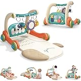 Hitish Baby Spielmatte Fitnessstudio, Kick and Play Piano Gym mit Musik licht, Aktivitäts Tummy Time Matte mit 5 Sensorischen Lernspielzeugen, Säuglings Geschenke für Neugeborene von 0-14 Monaten