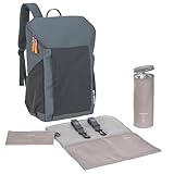 LÄSSIG Baby Wickelrucksack mit Wickelunterlage, Kinderwagenbefestigung und Flaschenhalter/GRE Slender Up Backpack Reflective anthracite
