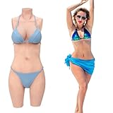 CYOMI Silikon Brüste Brustformen Realistisch Brustplatten Mit Katheter silikon Bodysuit für Crossdresser Transgender Cosplay（Gelb D Cup）