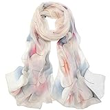 Seidenschals Damen 100% Seide Leicht Seidentuch Silk Schal Halstuch Tuch Geschenk Frauen 175 X 65cm (Ginkgo-Weiß) MEHRWEG