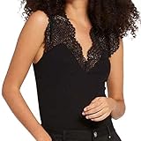 Morgan Top mit breiten Trägern und aus Spitze Schwarz M