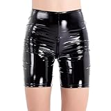 Duohropke Damen Lack Leder Hotpants Kurze Hose Lederoptik Booty Shorts Pantys Hot Pants Unterwäsche Wetlook Design Gogo Clubwear