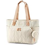 Lekesky Wickeltasche Groß 34L Baby Wickeltasche mit Wickelunterlage Babytasche für Mama Papa Kliniktasche Reisetasche Windeltasche Kinderwagen Leichte Diaper Bag Tote Beige