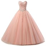 Zorayi Damen Liebsten Lang Tüll Formellen Abendkleid Ballkleid Festkleider Rosa Größe 44